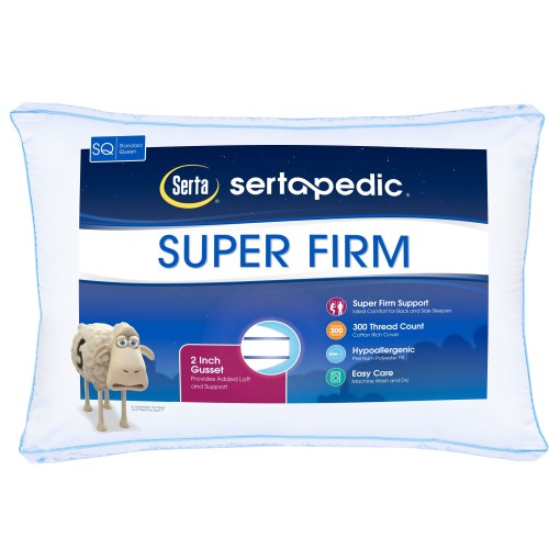 Sertapedic Super Firm Bed Pillow, Standard/Queen