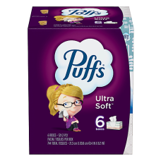 Puffs Ultra Soft And Strong Facial Tissues, 124-Count Family Boxes (Packaging May Vary)