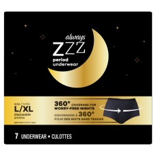 Always ZZZ Overnight Disposable Period Underwear for Women Size LG, 7 Ct
