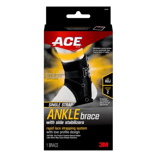 ACE Brand Ankle Brace with Side Stabilizers, Adjustable, Low-Profile