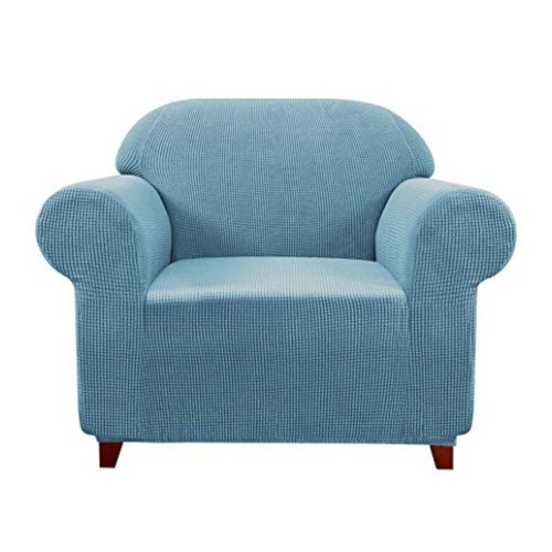 Subrtex Sofa Cover 1-Piece Stretch Couch Slipcover Soft Couch Cover Loveseat Slipcover Armchair Cover Furniture Protector Machine Washable Small Steel Blue