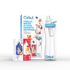 Cirkul 22 oz Plastic Water Bottle Starter Kit with Blue Lid and 2 Flavor Cartridges