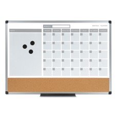 MasterVision 3-in-1 Calendar Planner Dry Erase Board, 36 X 24, Silver Frame