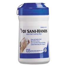 Sani Professional Sani-Hands ALC Instant Hand Sanitizing Wipes, 1-Ply, 7.5 X 6, White, 135/Canister