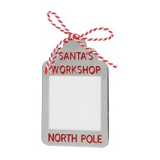 Santa's Workshop, North Pole Christmas Ornament Picture Frame