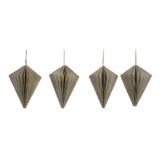 H for Happy™ Light Brown Drop Shaped Paper Christmas Decorations, 4 Pieces