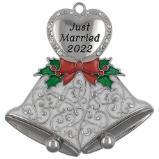 H for Happy™ “Just Married 2022” Christmas decoration in silver