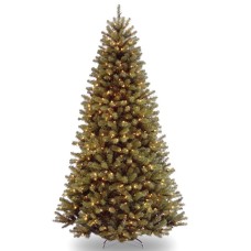 National Tree Company Pre-Lit Artificial Full Christmas Green, North Valley Spruce, White Lights, Includes Stand, 6.5 Feet