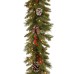 National Tree Company Pre-Lit Artificial Christmas Garland, Green, Frosted Berry, White Lights, With Pine Cones, Berry Clusters, Plug In, 9 Feet