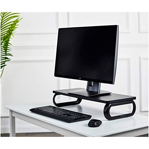 AmazonBasics Wood Monitor Stand, Computer Riser, Black