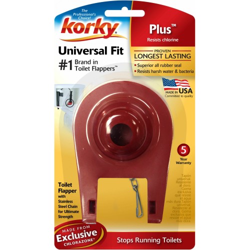 Korky 2001BP Premium Universal Flapper, Rubber, Red, Domestic