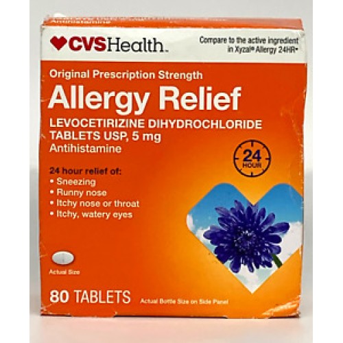 Original Strength Allergy Relief 5 Mg 80 Tabs Exp 9/24+ Compare To Xyzal Allergy