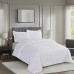 HIG 3pc Down Alternative Comforter Set - All Season Reversible Comforter With Two Shams - Quilted Duvet Insert With Corner Tabs -Box Stitched Hypoallergenic Soft Fluffy KingCal King Pure White