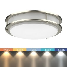 DYMOND 14  LED Ceiling Light Flush Mount Adjustable Color Temperature Dimmable Brushed Nickel Double Ring