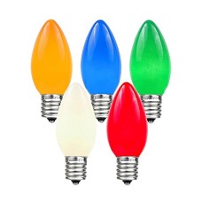 Novelty Lights 25 Pack C9 Ceramic Outdoor Christmas Replacement Bulbs, Multi, E17/C9 Base, 7 Watt
