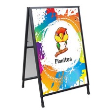 Pionites Heavy Duty Slide-in Folding A Frame Sign Sidewalk Sign 24x 36 Inch Steel Metal Double-Side Pavement sign Corrugated Plastic Poster