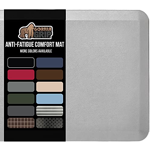 Gorilla Grip Anti Fatigue Cushioned Comfort Mat, Ergonomically Durable, Supportive, Padded, Thick and Washable, Stain-Resistant, Kitchen, Garage, Office Standing Desk Mats, 39x20, Silver