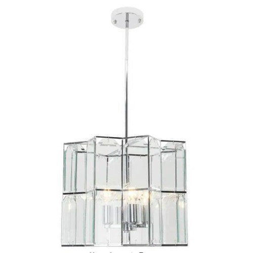 Octavia 4-Light Polished Chrome 8-Point Drum Chandelier W/ Geometric Glass Shade