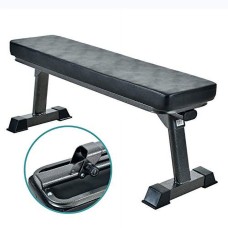 Finer Form Gym Quality Foldable Flat Bench for Multi-Purpose Weight Training and Ab Exercises (Black)