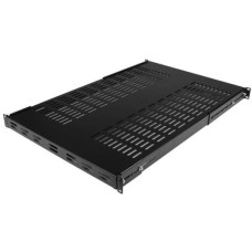 StarTech.com 1U Adjustable Vented Server Rack Mount Shelf - 175lbs - 19.5 to 38in Adjustable Mounting Depth Universal Tray for 19" AV/ Network Equipment Rack - 27.5in Deep (ADJSHELF), Black, 1.6"x17.5"x38.3"