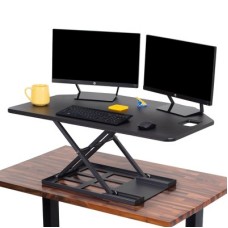 Stand Steady X-Elite Premier Corner Standing Desk Converter With Pneumatic Height Adjustment - Black