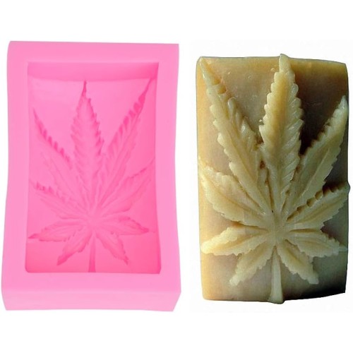 Fewo Pot Leaf Silicone Mold for Handmade Bar Soap Cannabis Leaf Hash Weed Hemp Bath Bomb Lotion Bar Mould (5oz)