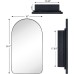 EGHOME Matt Black Arched Recessed Bathroom Medicine Cabinet with Mirror Stainless Steel Metal Framed Rectangular Bathroom Cabinet with Mirror 16x28.3''