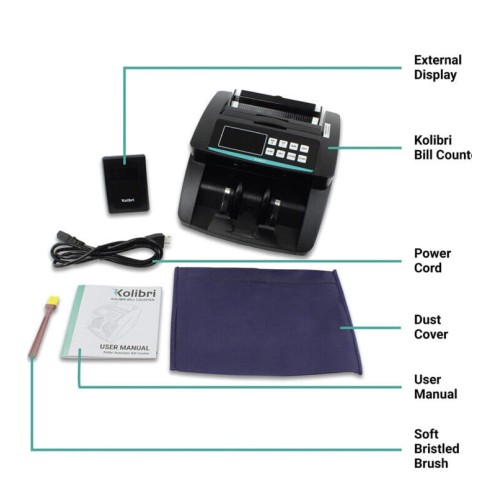 KOLIBRI Money Counter Machine with UV /MG/IR/DBL/HLF/CHN Counterfeit Detection