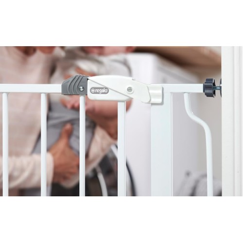 Regalo Easy Step 38.5-Inch Wide Walk Thru Baby Gate, Includes 6-Inch Extension Kit, Pressure Mount Kit, Wall Cups