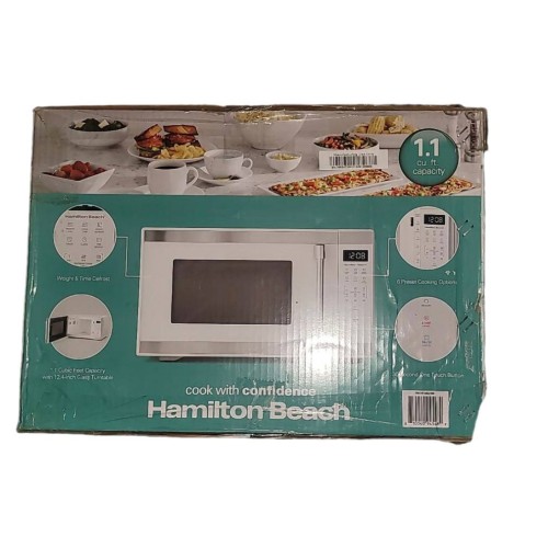 Hamilton Beach 1.1 cu. ft. Countertop Microwave Oven, 1000 Watts, White Stainless Steel