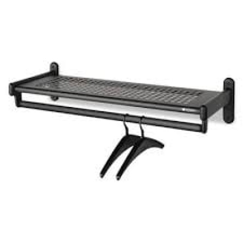 Metal Wall Shelf Rack, Powder Coated Textured Steel, 48w x 14-1/2d x 6h, Black