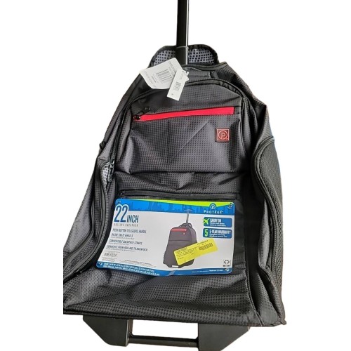 Protege 22" Black Rolling Backpack with Telescopic Handle