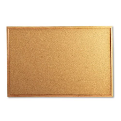 UNIVERSAL Cork Board with Oak Style Frame 36 x 24 Natural Oak-Finished Frame 43603