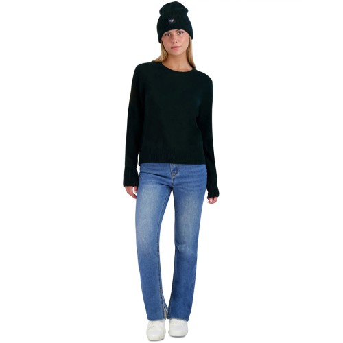 BCBG Paris Women's Long Sleeve Crewneck and Beanie Gift 