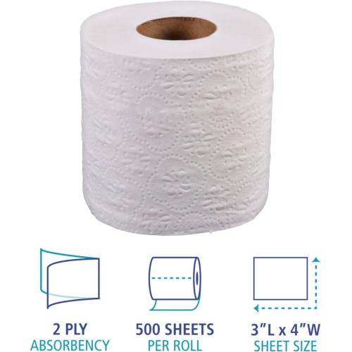 Bathroom Tissue, Ultra, 2-Ply, White, 4.2" x 3.3" Sheet, 500