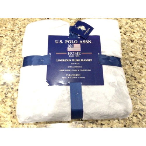 U.S. Polo Assn. Full/Queen Luxurious Plush Blanket 90X90 LT Gray - NEW