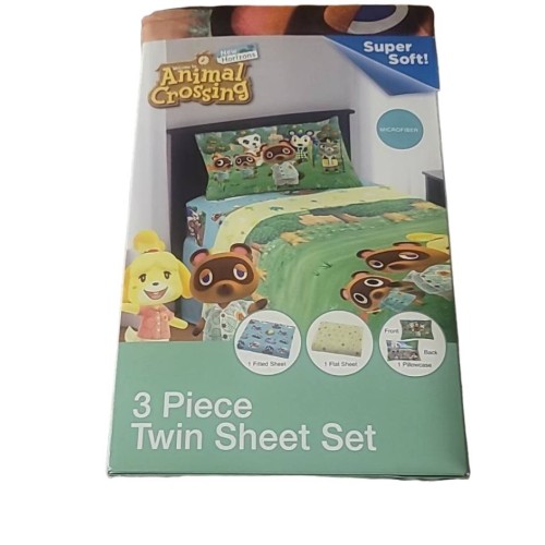 New Horizons Animal Crossing 3 Piece Twin Sheet Set - New in Package