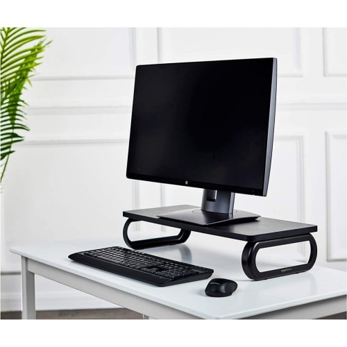 Desk Wood Single Monitor Stand Wooden Computer TV Riser Black