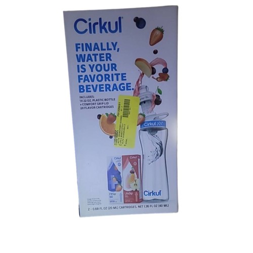 Cirkul Plastic Water Bottle Starter Kit with Blue Lid 22Oz & 3 Flavor Cartridges