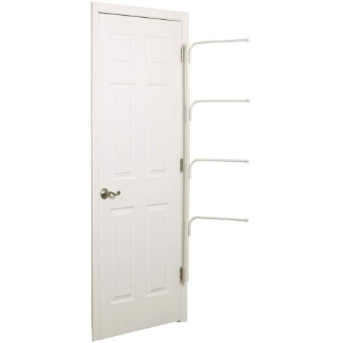 Hinge It Clutterbuster 4 Bar Hanging Valet Behind the Door Clothing Towel Rack