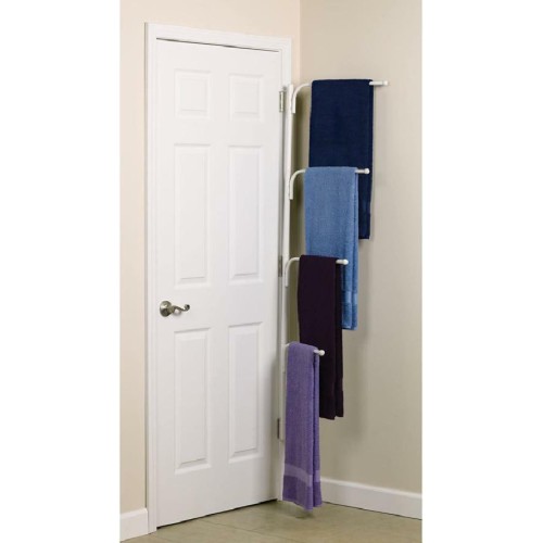 Hinge It Clutterbuster 4 Bar Hanging Valet Behind the Door Clothing Towel Rack