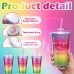 Jinei 6 Pcs Thank You Gifts Rainbow Cups Rainbow Tumblers with Lids and Straws 16oz Glitter Cups Travel Plastic Cup Bulk Rainbow Tumblers Decor Appreciation Gifts for Employee Teacher Nurse Worker