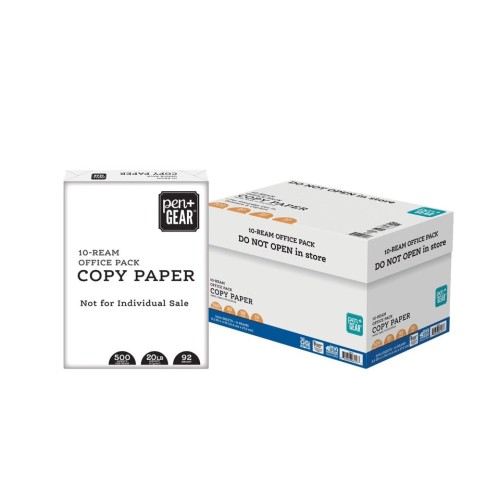 Copy Paper, 8.5" x 11", 92 Bright, 20 lb., 10 Reams