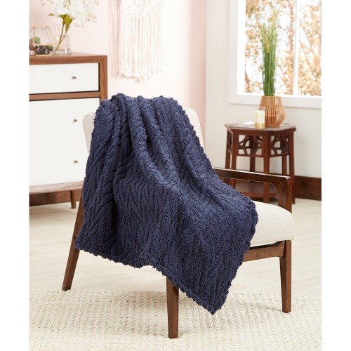 Posh Home luxurious Embossed Chevron Sherpa Throw