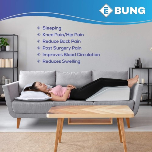 Ebung Leg Elevation Pillow with Memory Foam & Cooling Gel - Elevated Leg Pillows for Sleeping, Blood Circulation, Leg Swelling Relief, and Sciatica Pain Relief - Pillow for Back Pain and Pregnancy