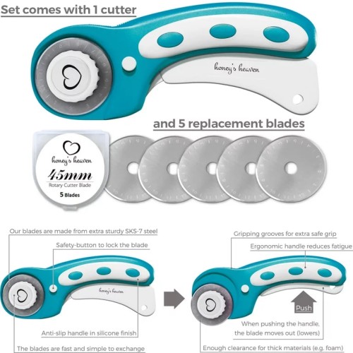 45MM Rotary Cutter & replacement blades (fabric, textile, paper & more)