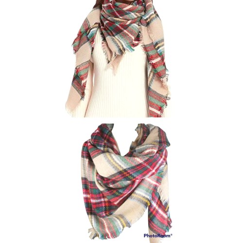 VIVIAN VINCENT -Oversized ultra soft Scarf wrap, Large cozy cashmere type shawl scarf plaid