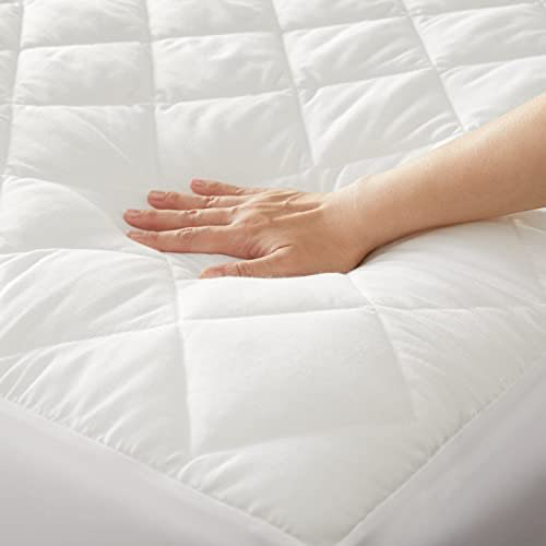 Amazon Basics Hypoallergenic Quilted Mattress Topper Pad, 18 Inches Deep, Queen