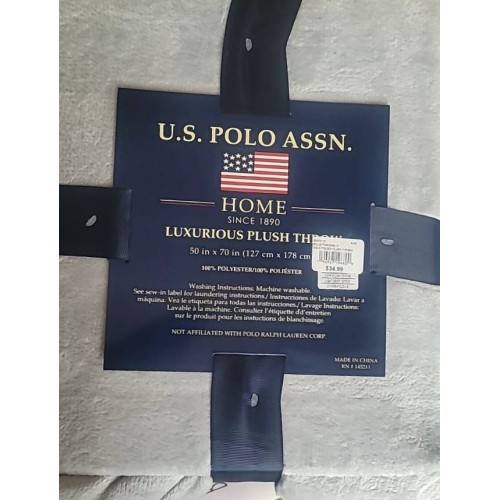 Oversized Luxurious Plush Throw U.S. Polo Assn. Home 50” x 70”