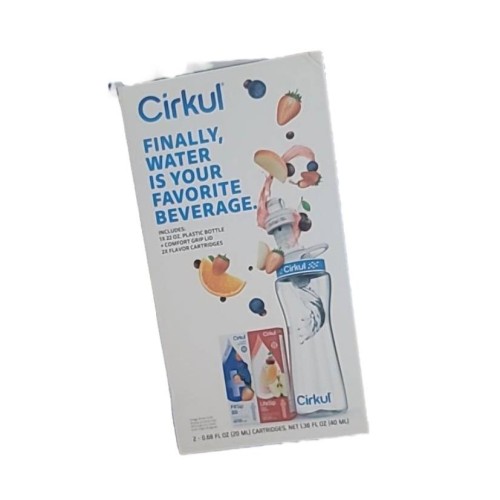 Cirkul 22oz Plastic Water Bottle Starter Kit with Blue Lid and 2 Flavor Cartridges (Fruit Punch & Mixed Berry)